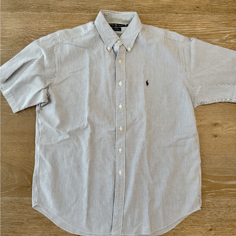 Ralph Lauren Blake Men's seersucker 
shirt short sleeved shirt 100% cotton